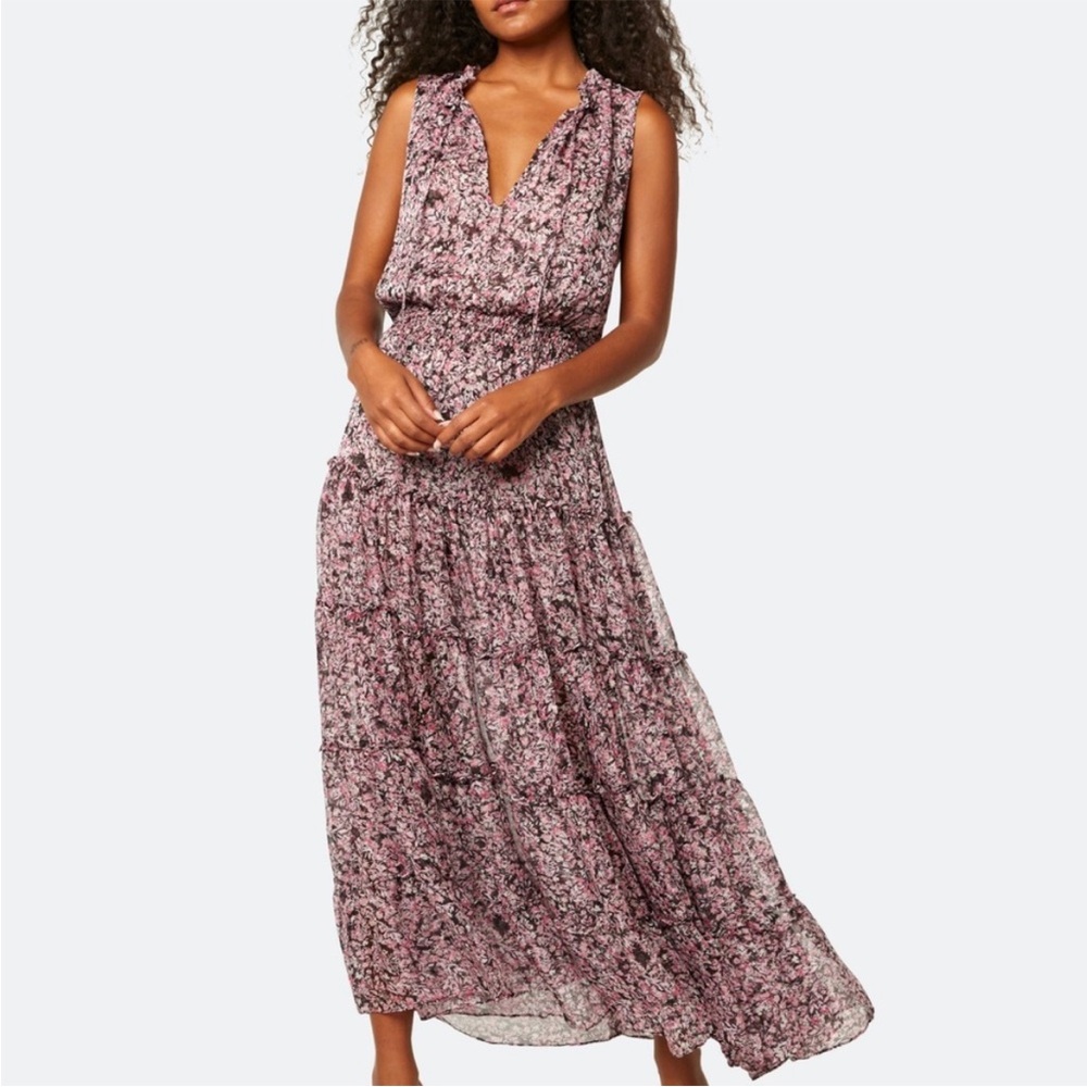 Misa Floral Maxi Sheer Tiered Dress NWT